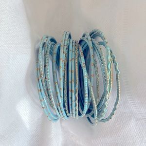 Baby blue & gold tone India bracelet bangles set
